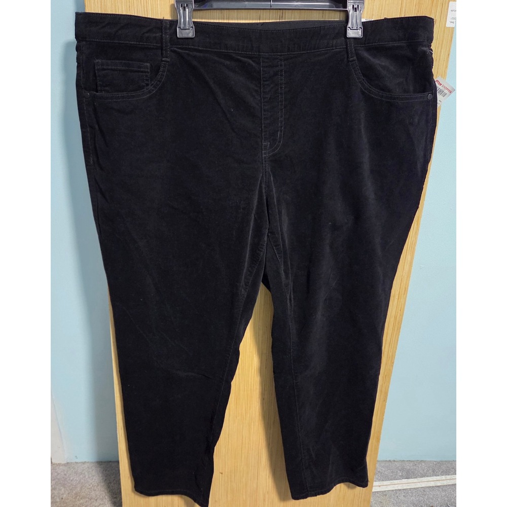 Tribal Jeans Sz 24W Audrey Mid Rise Pull On Slim Corduroy Pants Black NWT